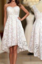 Pretty Lace High Low Short Beautiful Short For Teens Cheap Semi Formal Dress